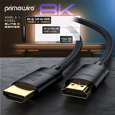 CSL - 8k / 4k HDMI Kabel 2.1/2.0-10m - 8K @ 60Hz 4K @ 120Hz mit DSC - 48 Gbit/s - 3D - Ultra High Sp