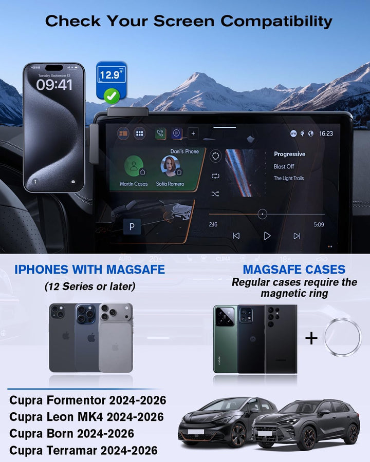 Handyhalterung für Cupr 12,9 Zoll Display, Cupra Formentor, Leon MK4, Born, Terramar 2024-2026 Magne