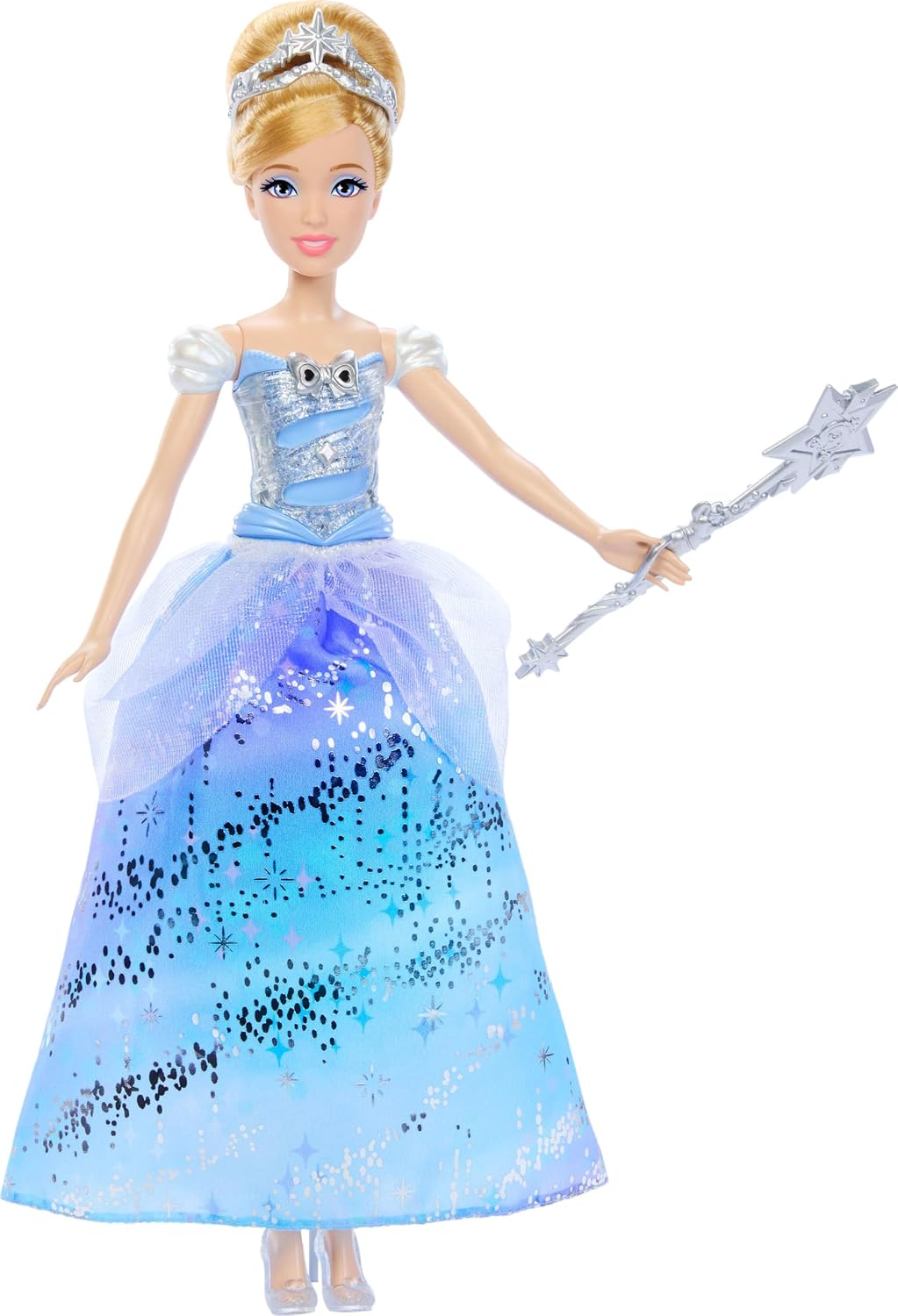 Mattel Disney Princess, Cinderella mit aufleuchtendem Kleid und Soundeffekten, aktiviert durch Zaube