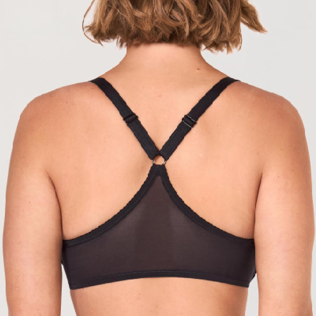 DELIMIRA Damen Vorderverschluss BH mit Bügel Vollständige Abdeckung Grosse Grössen 75B Schwarz, 75C