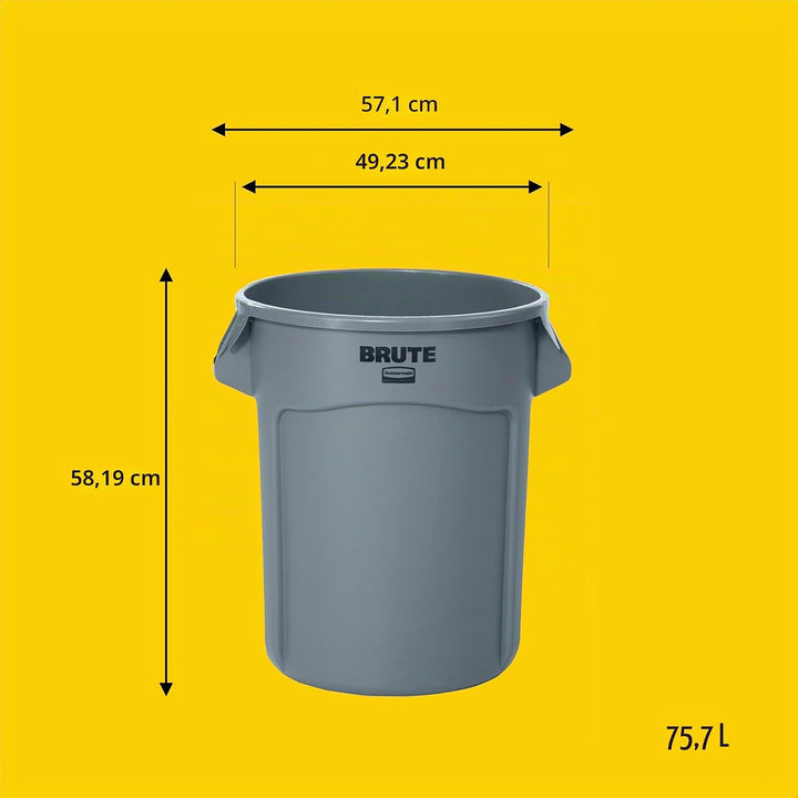 Rubbermaid Commercial Products FG262000GRAY Brute Container 75,7 L Container, Plastik, Grau, 49,5 x