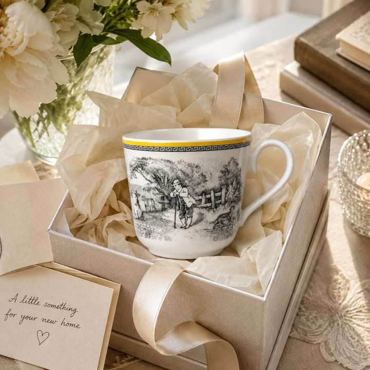 Villeroy und Boch Audun Ferme Tasse, 350 ml, Höhe: 8cm, Premium Porzellan, Weiss/Bunt Landhaus &amp; Rus