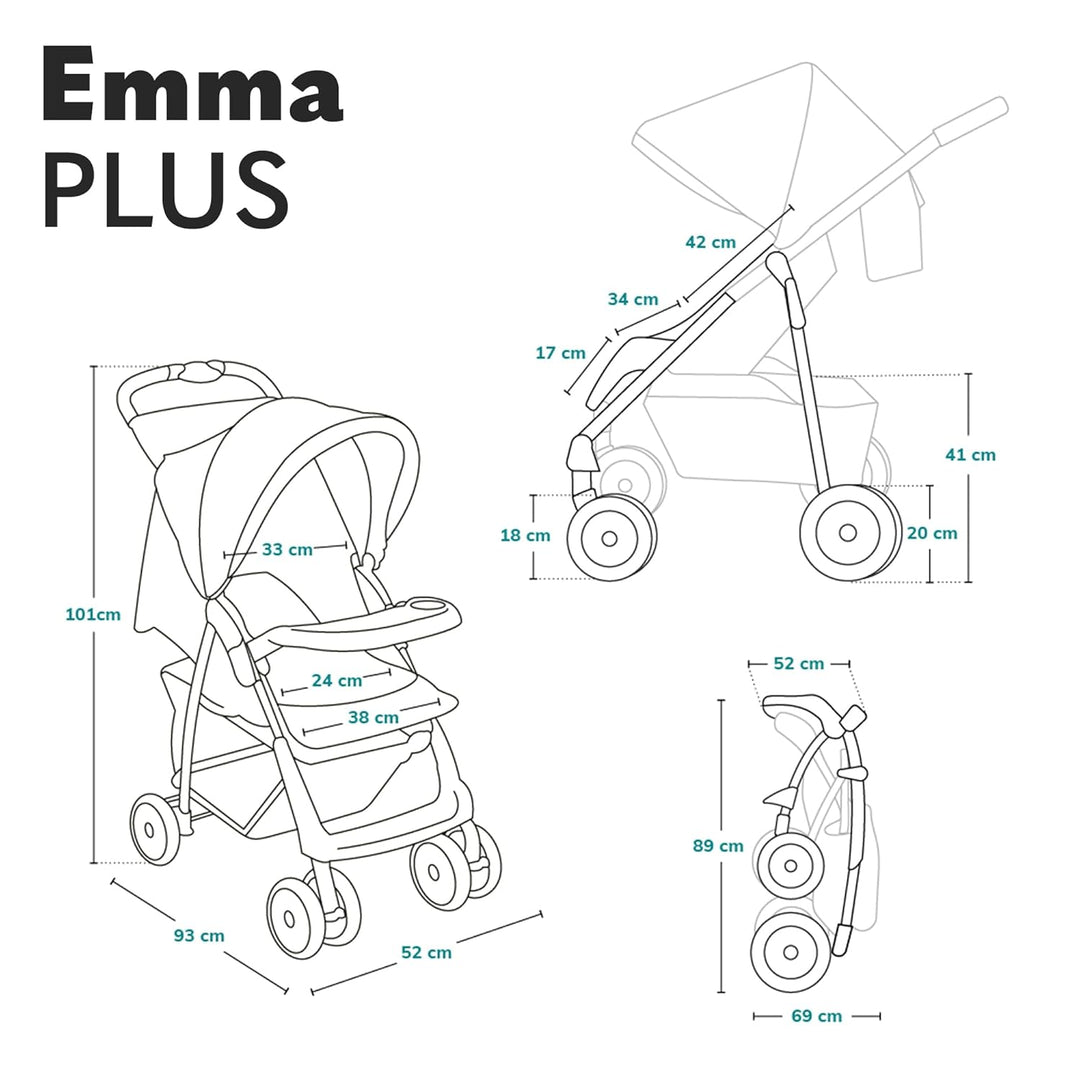 LIONELO Emma Plus Kinderwagen bis zu 15 kg, Kindersportwagen, leicht modern klein Buggy mit Liegepos