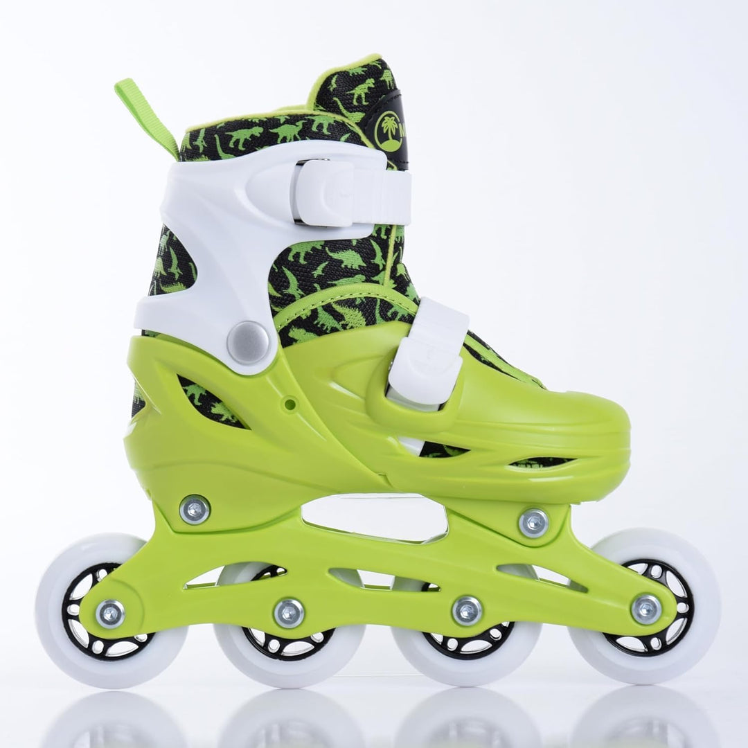 Madivo Dino Kinder Set 2in1 Inliner/Triskates VERSTELLBAR | ABEC-5 Rollschuhe | Inlineskates umbauba