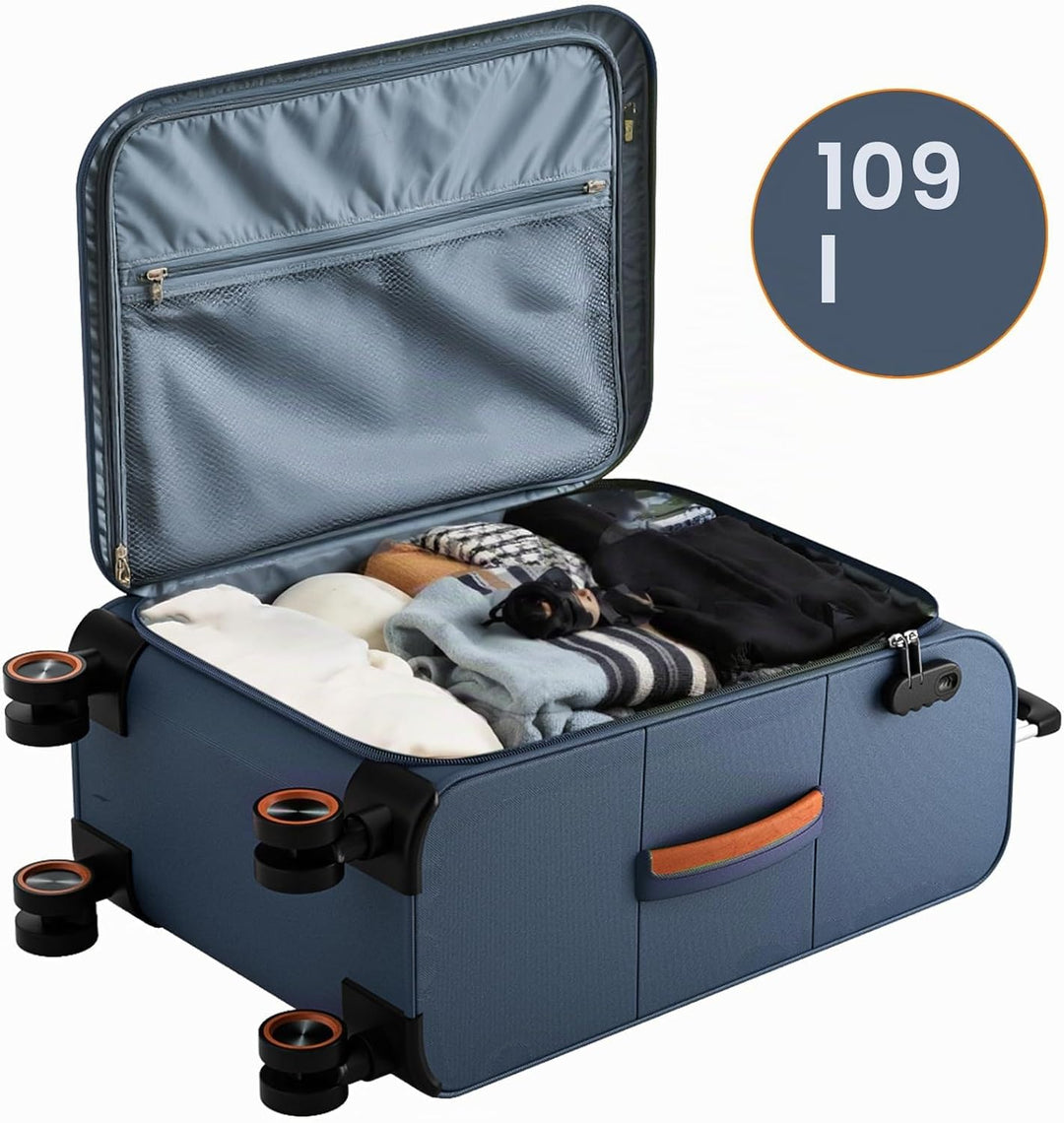 Weichschalenkoffer gross 78x48x30cm - Stoff Koffer Trolley - Leicht Reisekoffer mit 4 Rollen &amp; Zahle