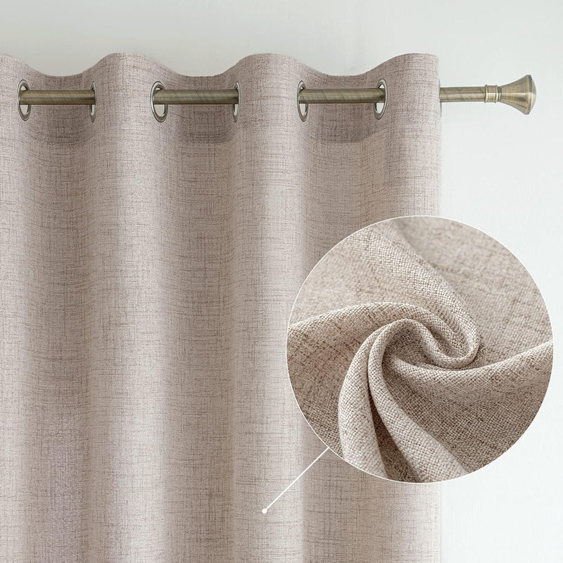 MIULEE Leinen Vorhänge mit Leinen Ringe Effekt Wohnzimmer Modern Semi-transparent Voile Vorhang Natu