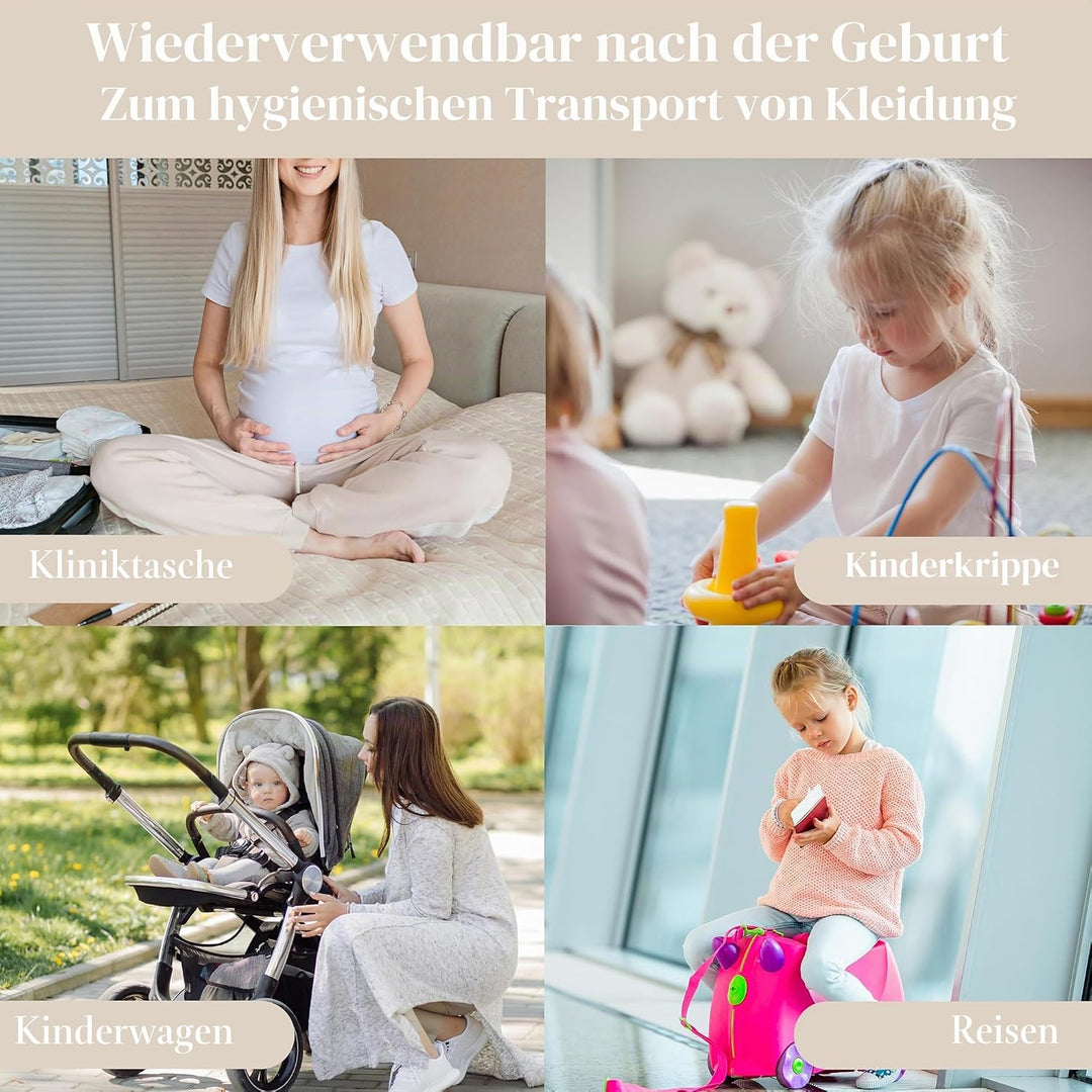 8 Beutel für Neugeborene, Krankenhaus, Teddybär, 6 grosse und 2 kleine – wiederverwendbare Wickeltas