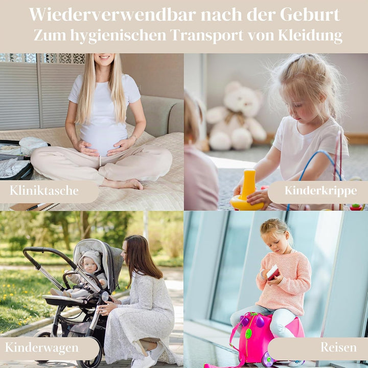 8 Beutel für Neugeborene, Krankenhaus, Teddybär, 6 grosse und 2 kleine – wiederverwendbare Wickeltas