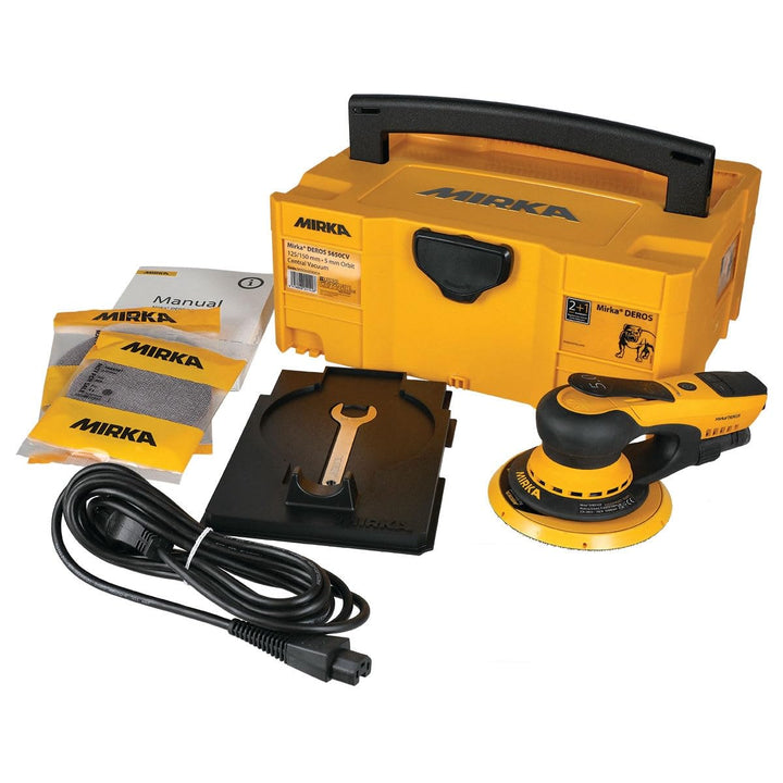 Mirka DEROS 5650CV Exzenterschleifer, leistungsstarker und kompakter Tellerschleifer mit Zentralabsa