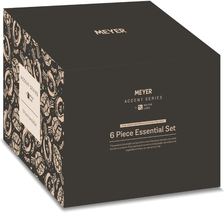 Meyer 81214 Accent Serie Harteloxierte Antihaftbeschichtung Töpfe und Pfannen/Kochgeschirr-Set, Alum
