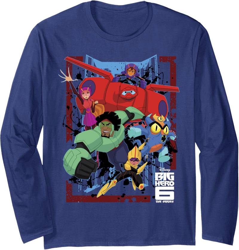 Disney Big Hero 6 TV Series Group Action Poster Langarmshirt