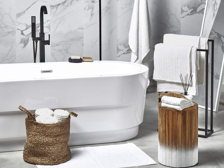 Handtuch Set mit Badematte Baumwolle weiss 11-teilig Areora