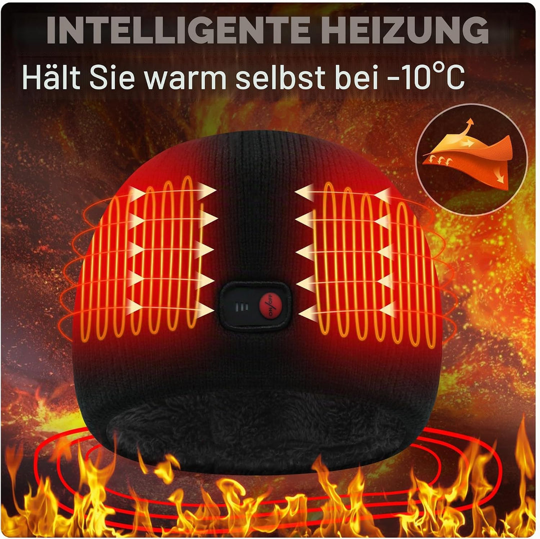 Svpro Beheizte Beanie mit Wiederaufladbarem Akku 7,4V Li-Polymer-Akku hält bis zu 3-7 Stunden,Electr