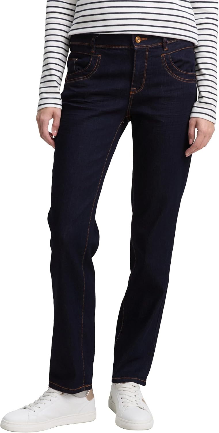 TOM TAILOR Damen Alexa Straight Jeans 25W / 32L 10138 - Rinsed Blue Denim, 25W / 32L 10138 - Rinsed