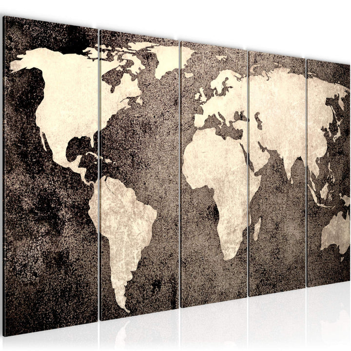 Runa Art Wandbild XXL Weltkarte Büro Wohnzimmer 200 x 80 cm Braun 5 Teilig - Made in Germany - 10175