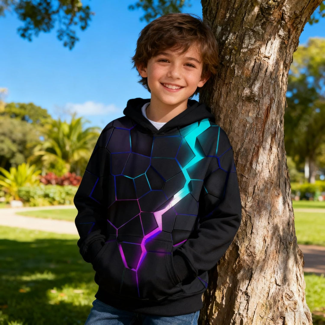 Fanient Kinder Junge Mädchen Hoodies 3D Drucken lebendige Tier Cartoon Grafik Sweatshirt Tasche Pull