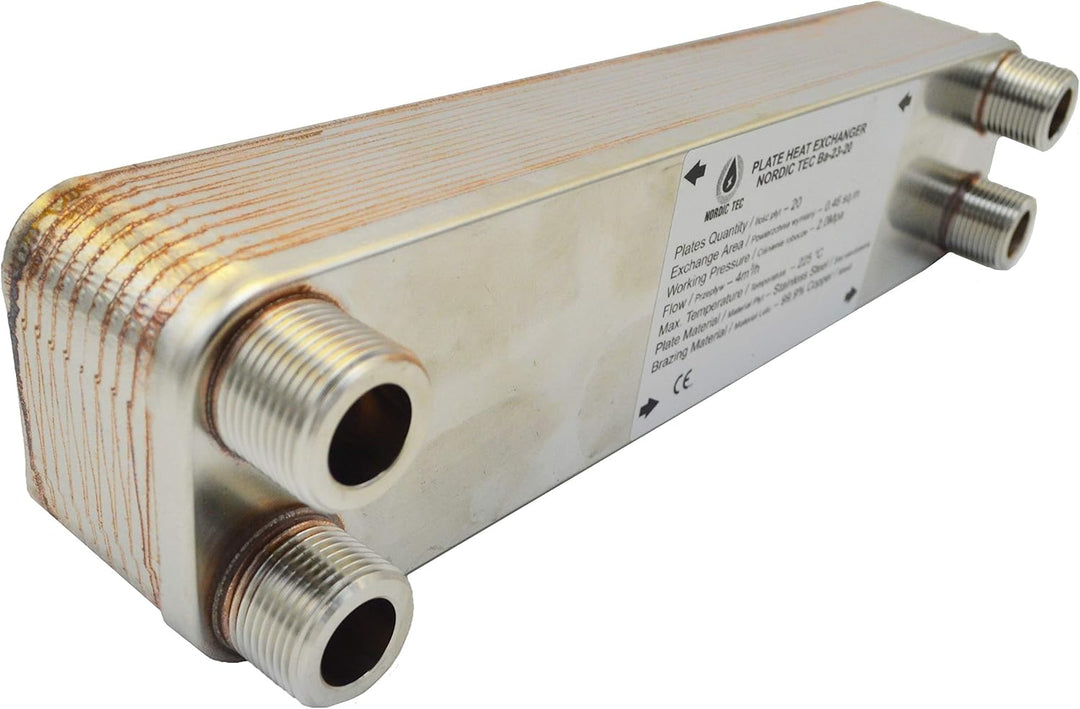 Edelstahl Plattenwärmetauscher Wärmetauscher mit Isolierung Nordic Tec Ba-23-20 20 Platten 90kW 3/4”