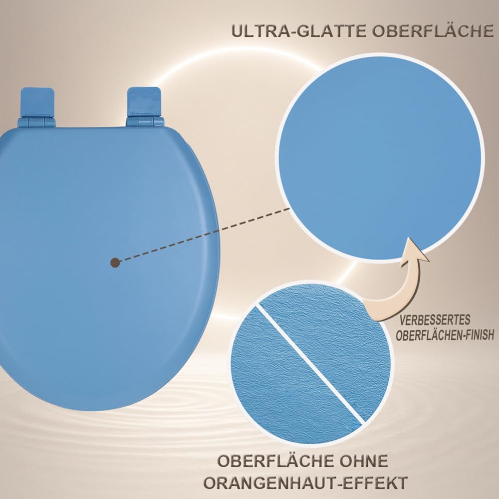 WC-Sitz Holzkern, Ｍatt – Soft-Touch & ultraglatt (ohne Orangenhaut), Absenkautomatik & Schnellversch