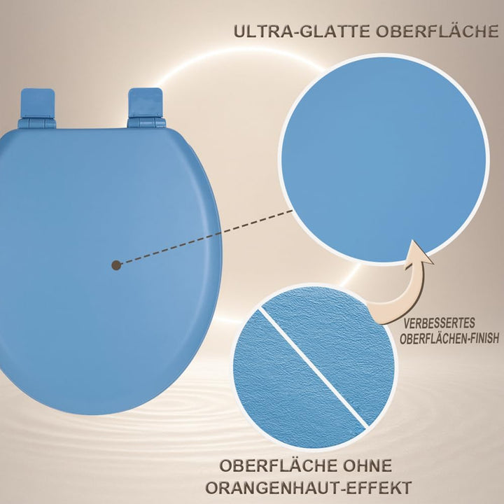 WC-Sitz Holzkern, Ｍatt – Soft-Touch & ultraglatt (ohne Orangenhaut), Absenkautomatik & Schnellversch