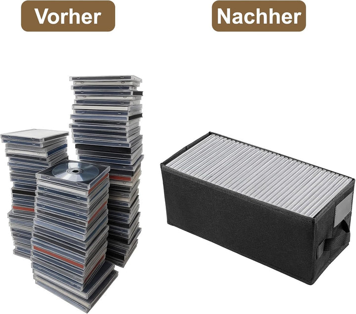 4er CD Aufbewahrungsbox Faltbare CD Behälter mit Deckel CD SammelboxEs bietet Platz für 30 komplette