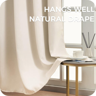 MRTREES Vorhänge Beige Blickdicht Gardinen Wohnzimmer Kurz Vorhang mit Ösen 2er Set, 160 cm Lang, 14