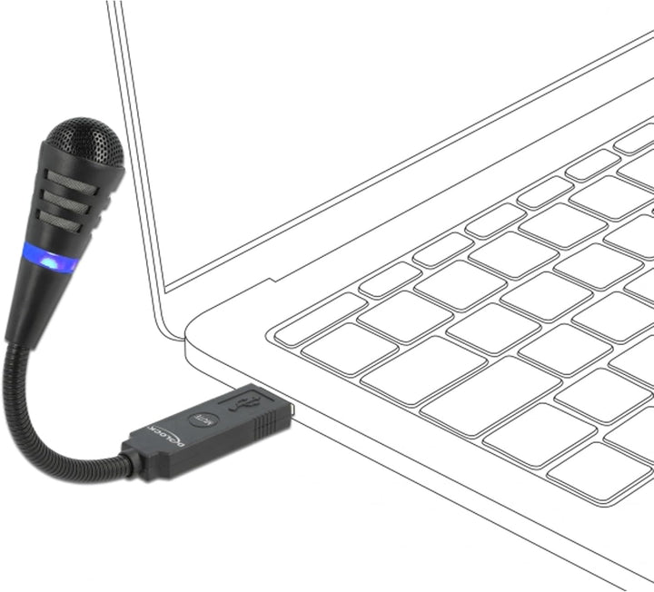 DeLOCK USB Mikrofon mit Schwanenhals und Touch Mute Button für PC & Notebook, Plug & Play, 66499, Sc