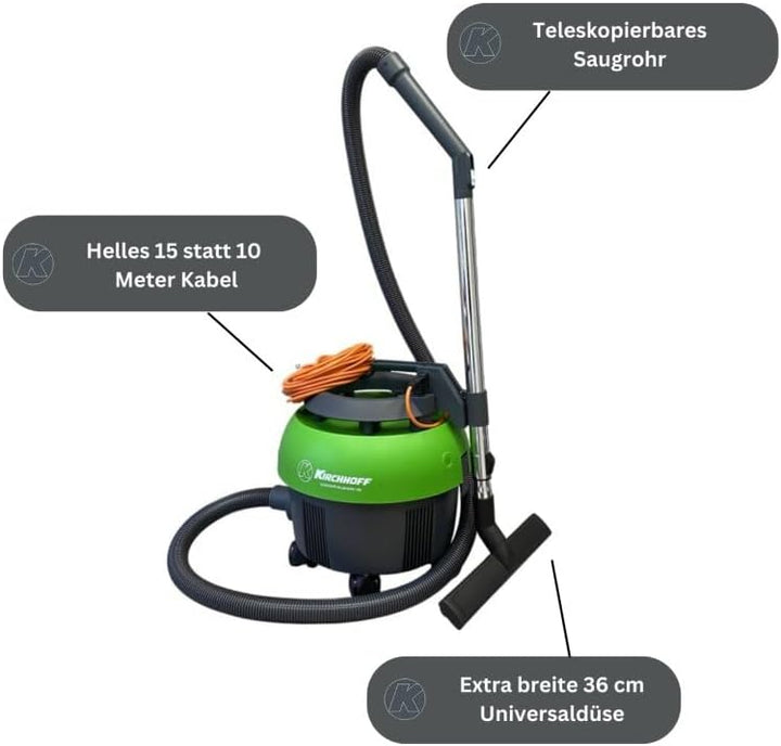S10 Plus Staubsauger mit Beutel grün - Kirchhoff-Edition - 15 Meter Kabel - Universaldüse
