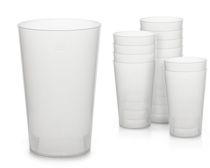 Octopus 100x Mehrwegbecher 500ml, Plastikbecher aus bruchsicherem Kunststoff, Plastik Trinkbecher fü