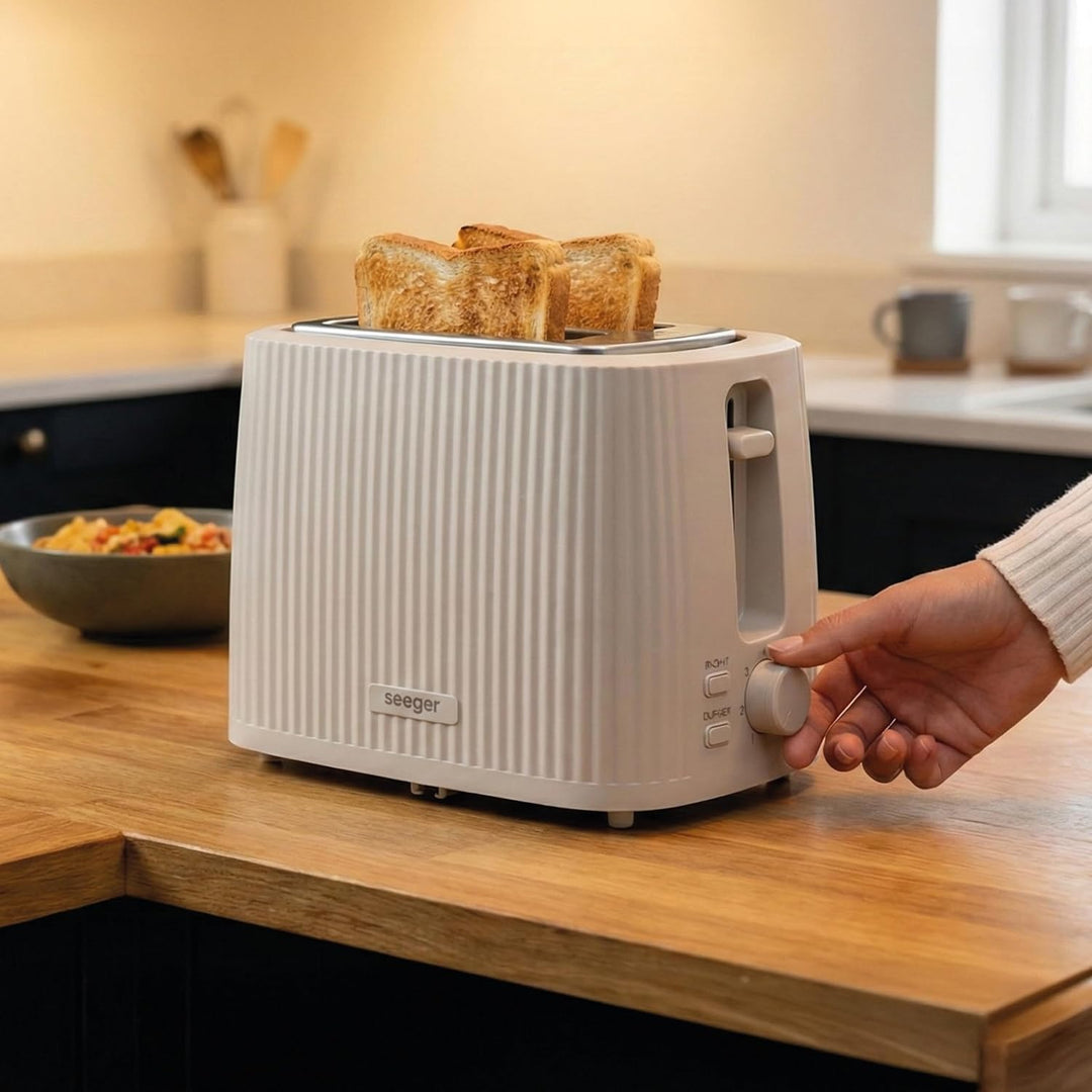 Seeger Toaster, 2 scheiben, 7 bräuningsstufen, Liftfunktion, Krümelschublade, Beige, 930 Watt, SGR15