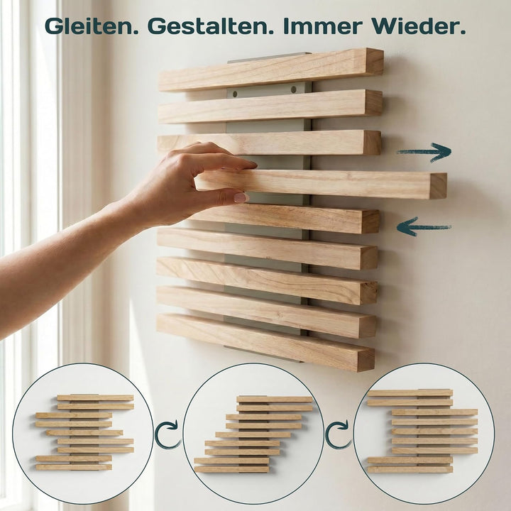 Wandregal Holz Hängend - Modulares Bücherregal Set aus Massivholz - Schwebendes Regalbrett für Wohnz