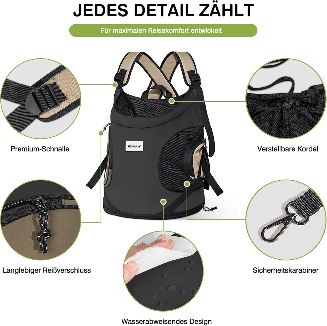 ALLSOPETS Hundetragerucksack, Tragbarer Haustiertragerucksack für Katzen Hunde Welpen, Integrierter