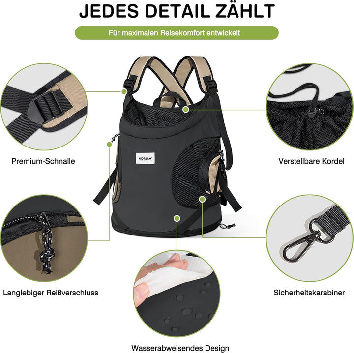 ALLSOPETS Hundetragerucksack, Tragbarer Haustiertragerucksack für Katzen Hunde Welpen, Integrierter