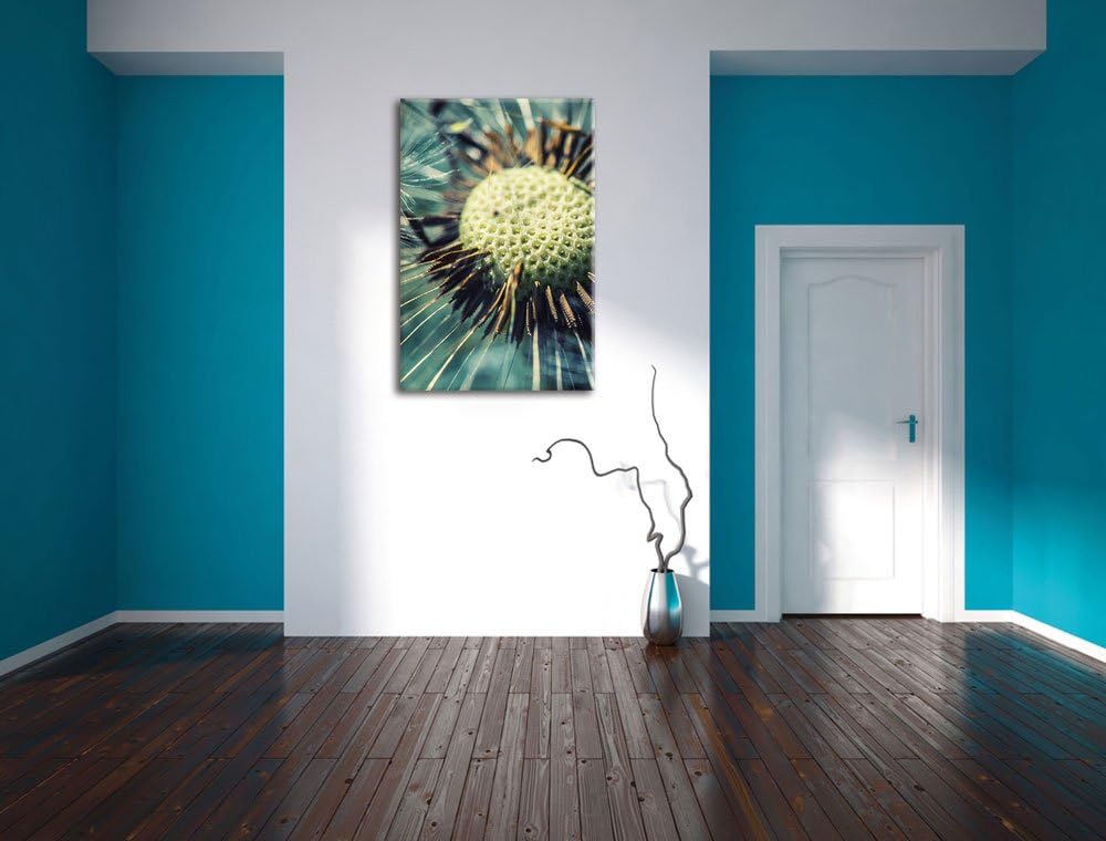 Pixxprint Pusteblume, Format: 100x70 auf Leinwand, XXL riesige Bilder fertig gerahmt mit Keilrahmen,
