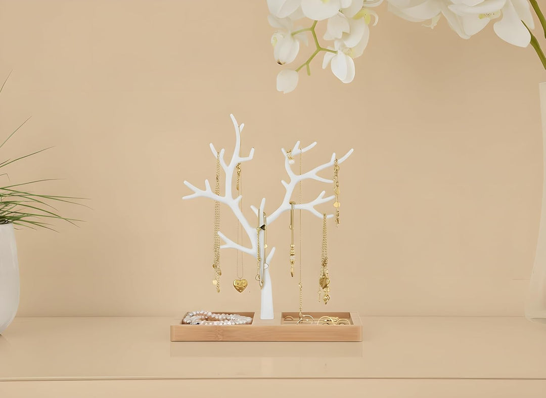 Schmuckbaum Weiss Gold, Schmuckhalter Weiss, Schmuckständer Schwarz, Schmuckaufbewahrung Rose Gold W