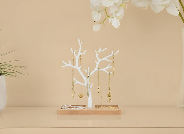 Schmuckbaum Weiss Gold, Schmuckhalter Weiss, Schmuckständer Schwarz, Schmuckaufbewahrung Rose Gold W