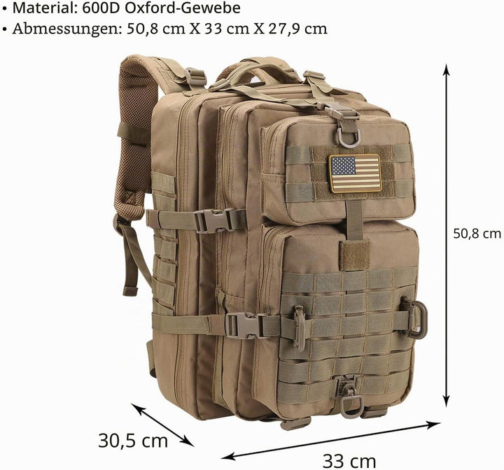 Hannibal Tactical 40L Militär Taktischer Rucksack US Cooper Rucksack Armee Assault Pack 3 Tage Bug O