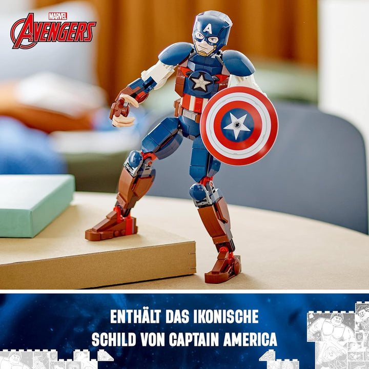 LEGO 76258 Marvel Captain America Baufigur, Superheld mit Schild, Avengers BAU-Spielzeug und Sammelf