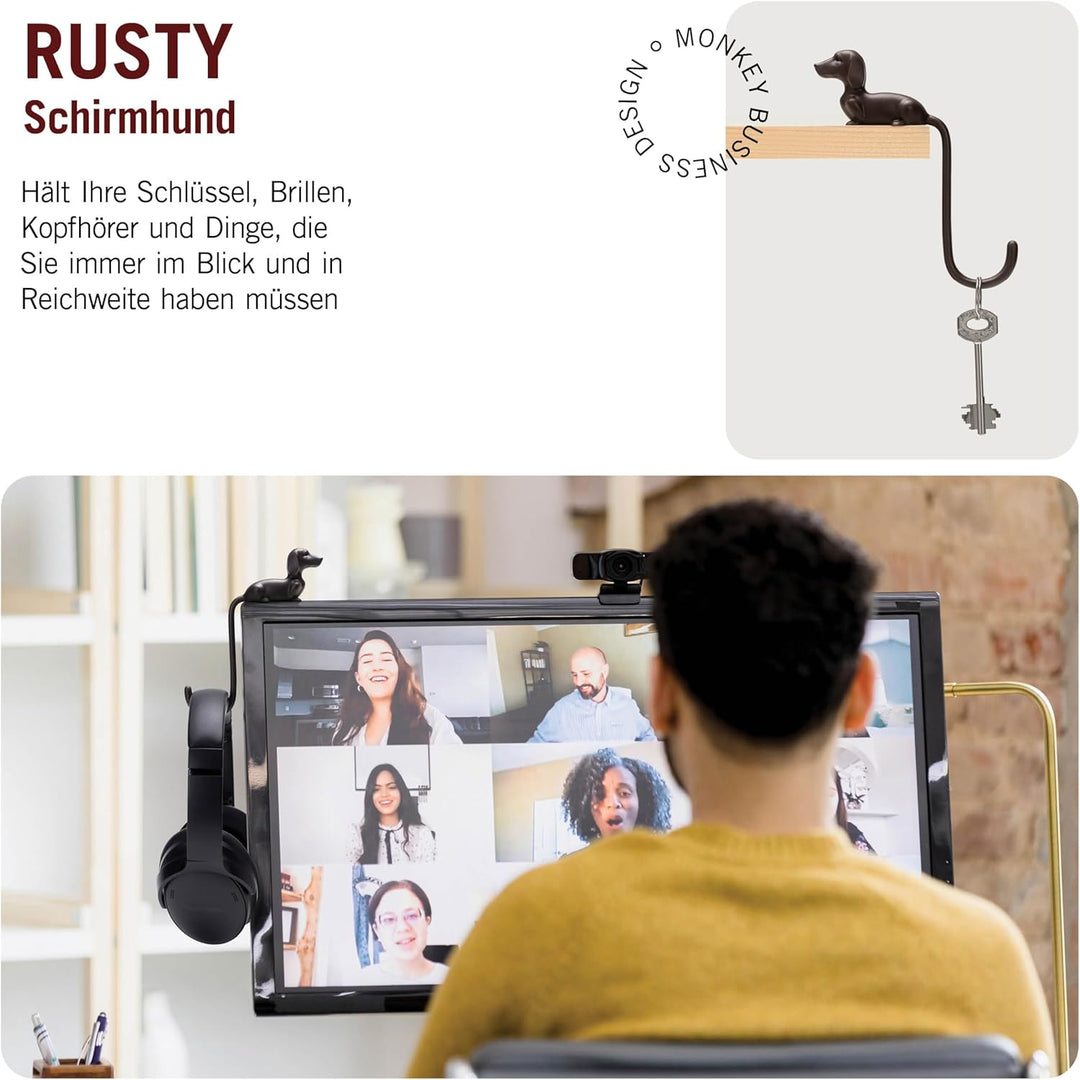 Monkey Business Rusty der Hundeschwanz-Haken für Monitor, Kopfhörerhalter & Organizer, dekorativer K