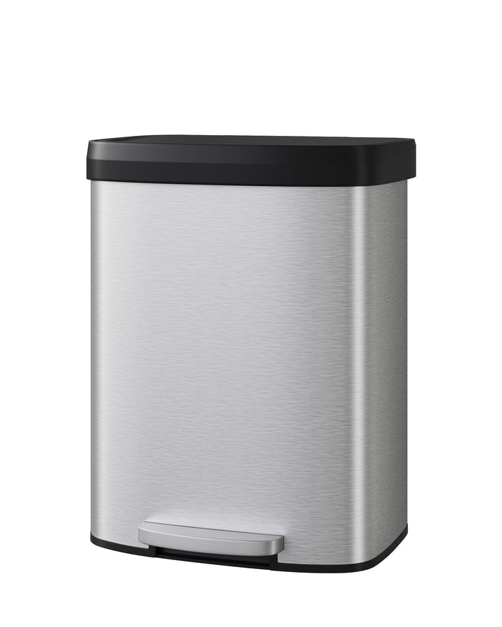 GarveeHome 60L Edelstahl Mülleimer mit Deckel, grosser Tretmülleimer, Mülleimer Küche, rostfrei, mit