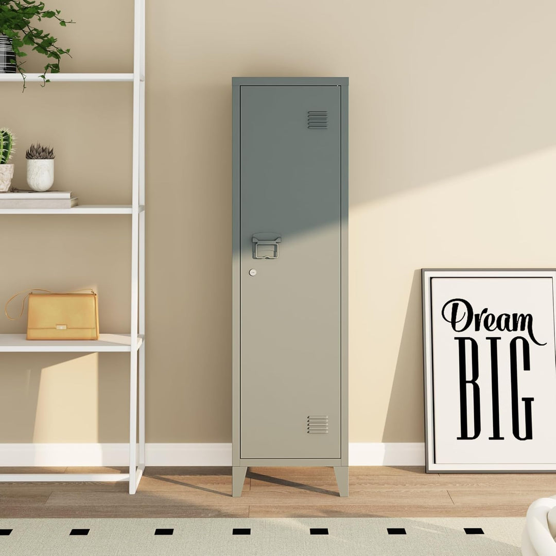 [en.casa] Einzelspind Kurikka Metallspind mit 2 Ablagen 137 x 38 x 38 cm abschliessbar Schliessfachs