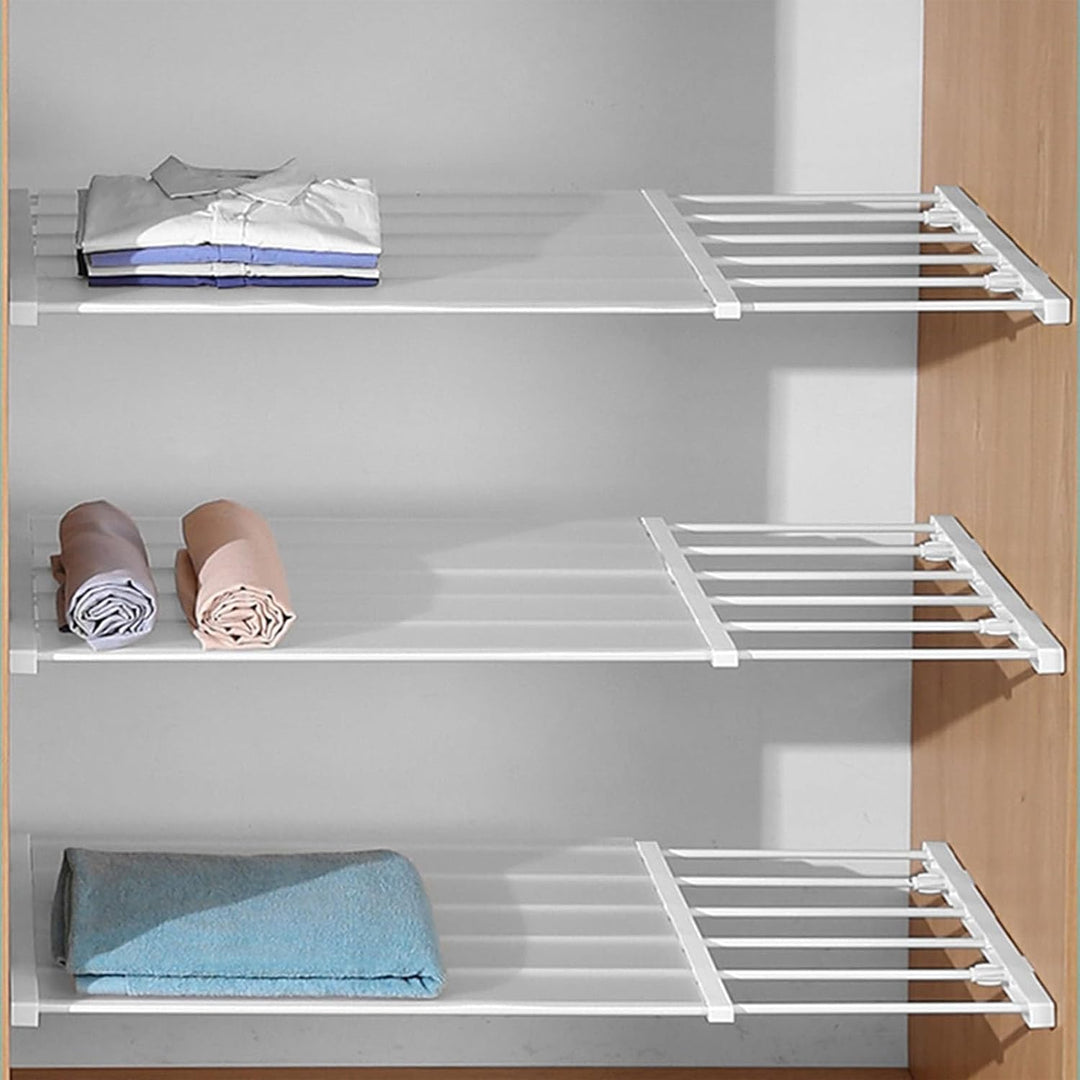 Generisch Verstellbares Teleskop-Regal mit Stange, 24 cm, Edelstahl, für Schrank, Kleiderschrank, Ba