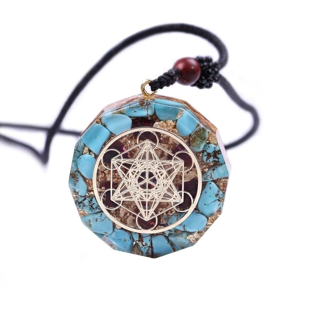 DYFUHO Orgone Metatron Cube Merkaba Anhänger Halskette, Om Crystals Stones Orgonit Anhänger, Orgonit