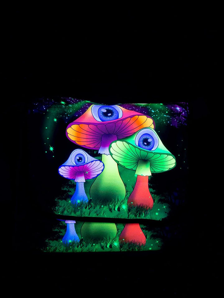 PSYWORK Schwarzlicht Umhänge Tragetasche Neon Redmoon Mushrooms Neon UV-aktiv wasserabweisend