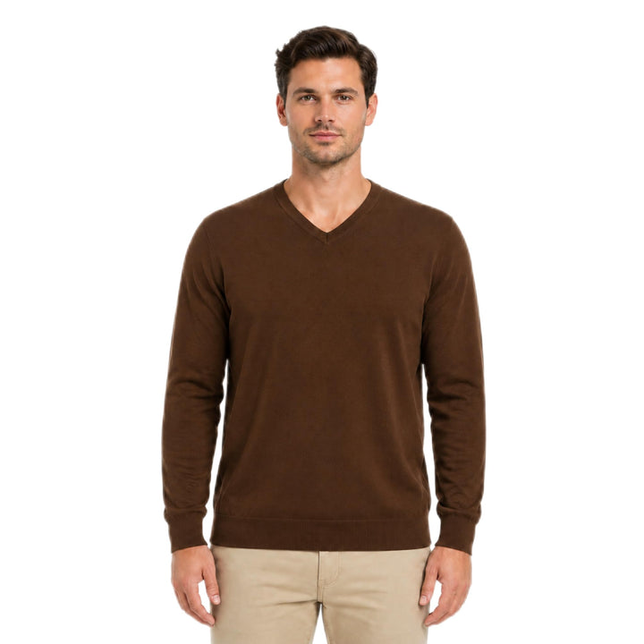 Krumba Herren Baumwolle Übergross V-Ausschnitt Klassik Pullover 3XL Chocolate, 3XL Chocolate