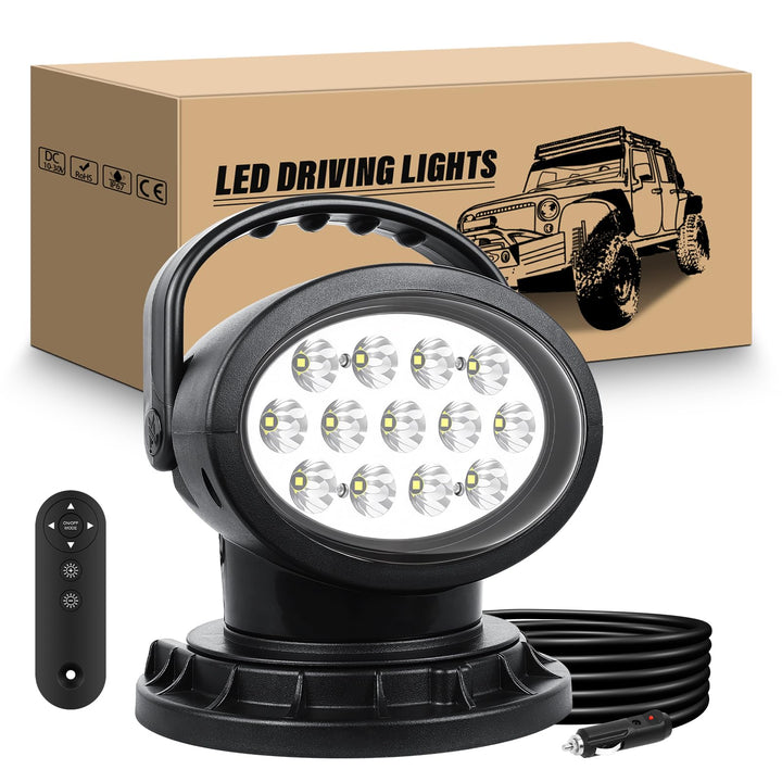RIGIDON Led Arbeitsscheinwerfer mit Magnetfuss, 38W 3800LM Suchscheinwerfer | 12V 24V Flood Offroad