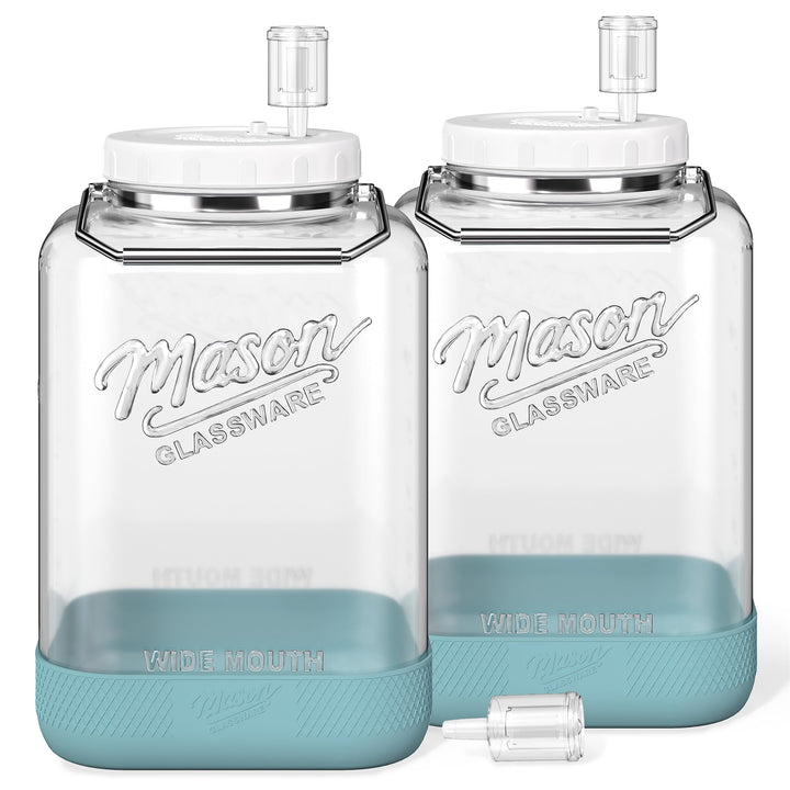 Absovetu 2er Set Grosse Fermentiergläser mit Luftschleuse 7,5 L - Fermentierglas Mason Jar Gläser Gä