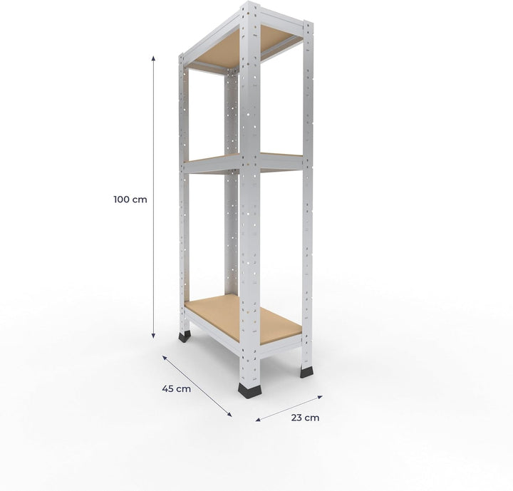 shelfplaza® 100x23x45cm Home Schwerlastregal verzinkt/Metallregal mit 3 Böden/Kellerregal Metall, Ga