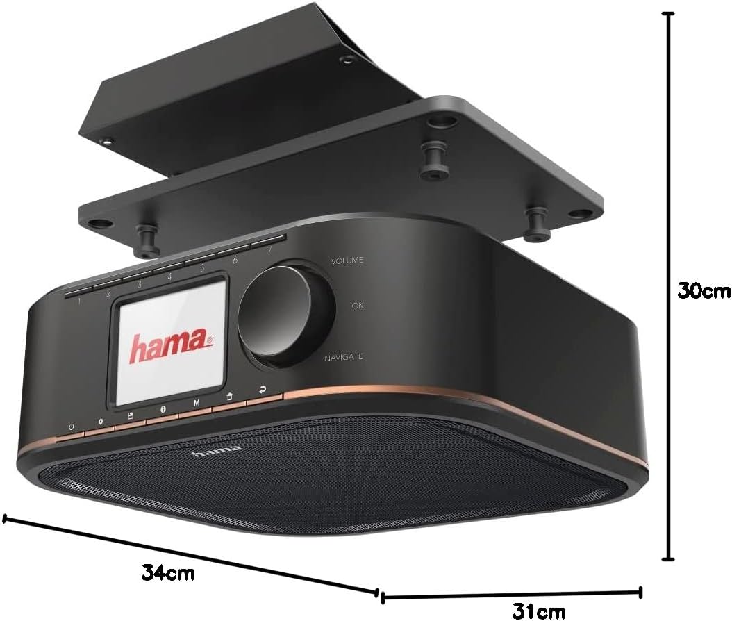 Hama Digitalradio für FM/DAB/DAB+ Empfang, DR350, unterbaufähig (Unterbau-Küchenradio, Farbdisplay,