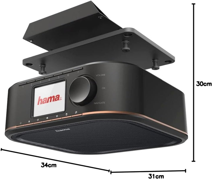 Hama Digitalradio für FM/DAB/DAB+ Empfang, DR350, unterbaufähig (Unterbau-Küchenradio, Farbdisplay,