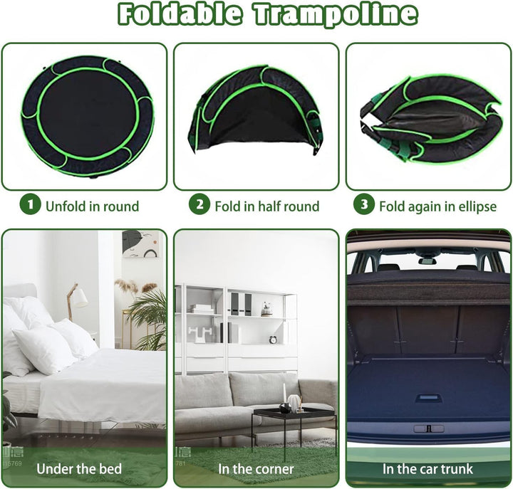 Trampolin Kinder Indoor Outdoor Ø91cm, Mini Trampolin Jumping Fitness Trampolin faltbar Gartentrampo